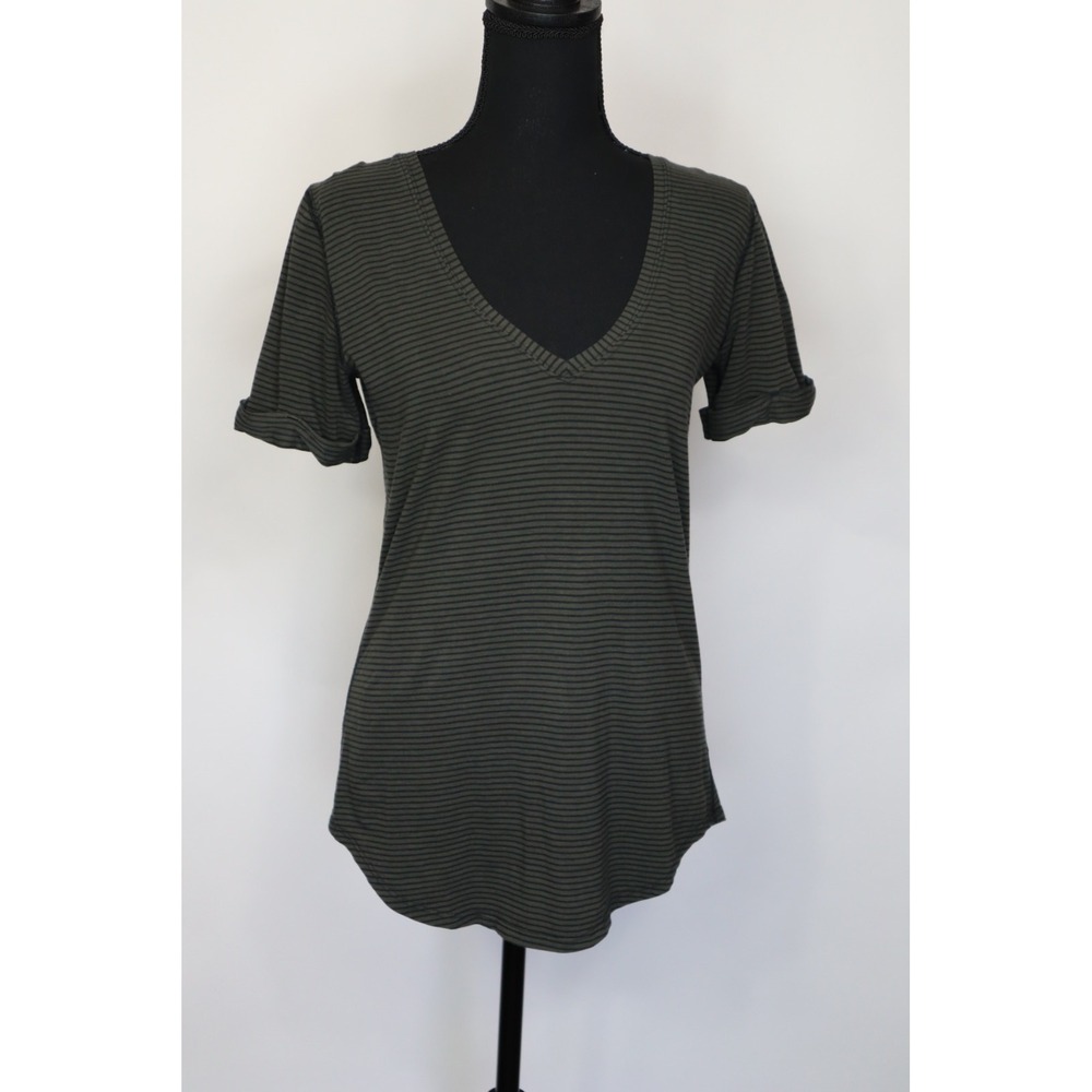 Lululemon Women's Green and Black Striped Shirt